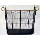 NURSERY FENDER, Victorian shaped black lattice and swag mesh with brass binding and additional rail,