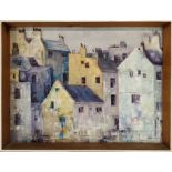 TOM O'NEIL 'Staithes', oil on board, 53cm x 70cm, signed indistinctly and dated 1963, framed.