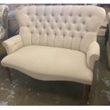 SOFA, Victorian style design, button back, neutral upholstered, 124cm W approx.