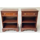 BEDSIDE/LAMP TABLES, a pair, American Georgian design cherrywood each with a frieze drawer and two