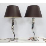 PORTA ROMANA RIBBON TABLE LAMPS, a pair, with shades, 75cm H. (2)