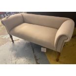 HALL SEAT, 19th century style, neutral upholstered, 140cm W approx.