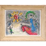 MARC CHAGALL 'Sun with the Red Horse', 1979, original lithograph, Mourlot, 32cm x 43cm, framed and