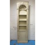 ALCOVE CUPBOARD, George III design traditionally painted, having a carved concave pediment with