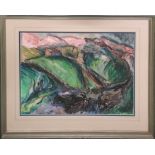 JOHN AUSTIN-WILLIAMS 'Kerry Landscape I', pastel and watercolour, 56cm x 75cm, signed with