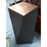 SIDE PEDESTAL the copper coloured top on faceted bronzed base, 29cm x 29cm x 70cm H.