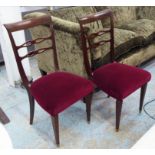 MANNER OF PAOLO BUFFA DINING CHAIRS, a set of eight, 1950's Italian later velvet upholstery, 99cm H.