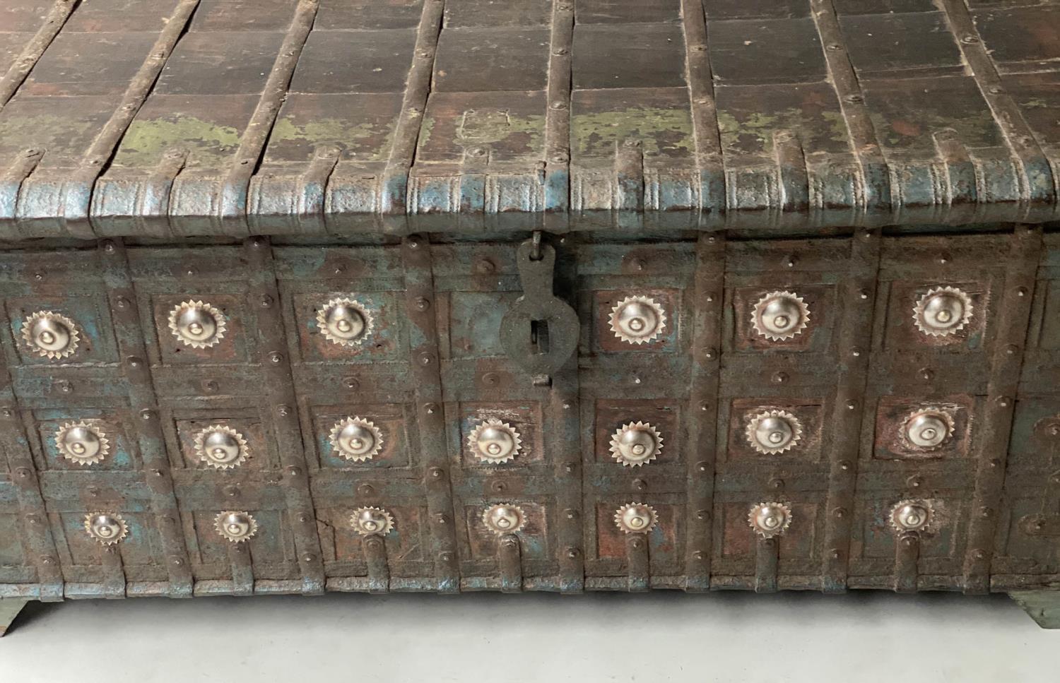 INDIAN TRUNK, late 19th/early 20th century North Indian teak and iron bound, 114cm x 67cm x 48cm H. - Image 5 of 15