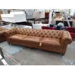 CHESTERFIELD SOFA, tanned leather, 300cm W.