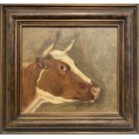 AFTER THOMAS SYDNEY COOPER 'Study of a Cow's Head', oil on board, indistinctly signed and dated '