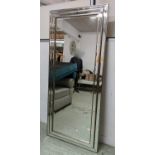 STEPPED MIRROR, Art Deco style stepped mirrored frame, 155cm x 69cm.