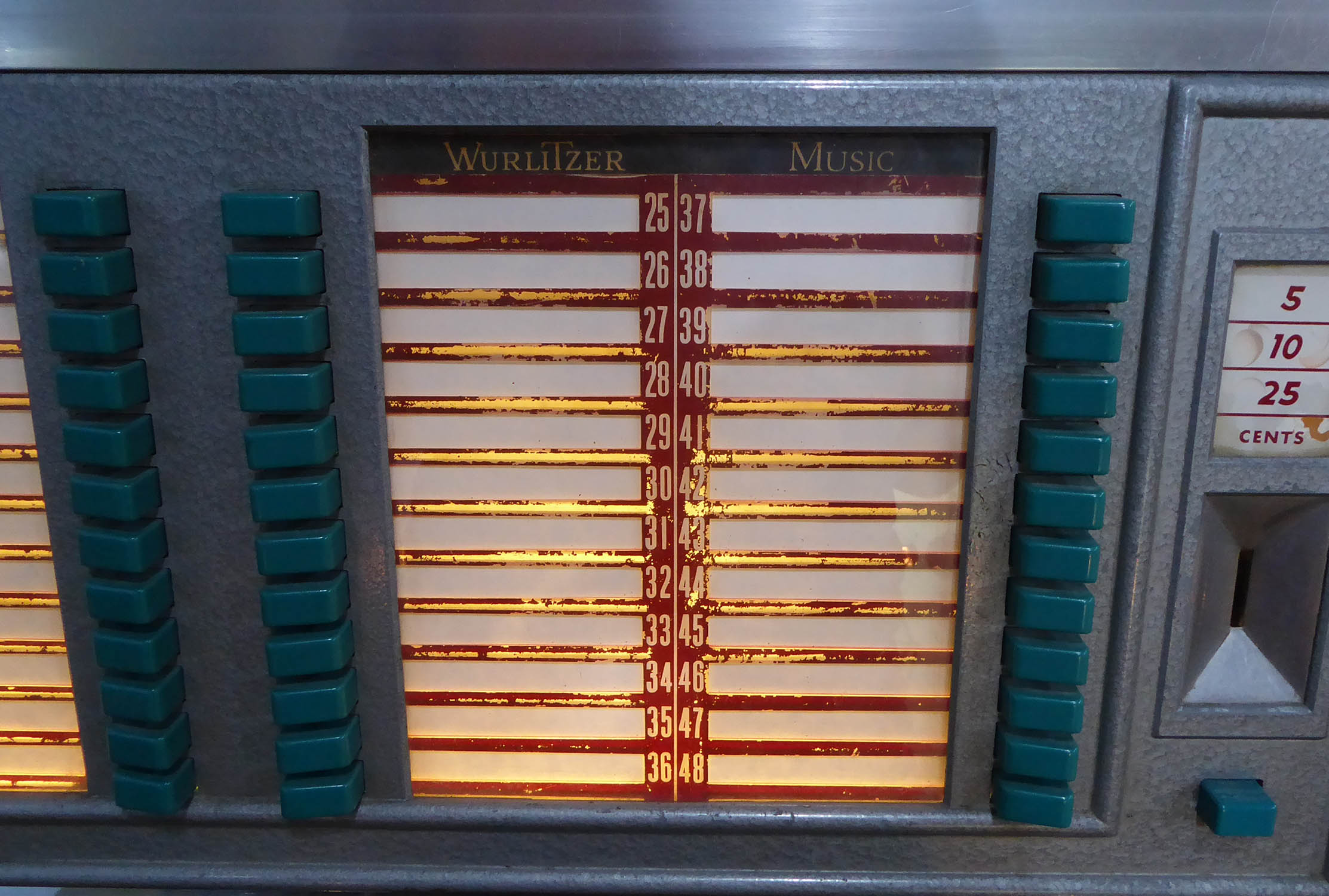 WURLITZER MODEL 1650 JUKE BOX, circa 1954, with records, 83cm x 70cm x 140cm. (sold as seen) - Image 5 of 20