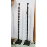 FLOOR LAMPS, a pair, contemporary bronzed design, 138cm H. (2)