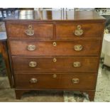 CHEST, George III oak, circa 1790, of two short and three long drawers, 102cm H x 98cm x 51cm.