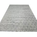 CONTEMPORARY ART DECO DESIGN SILK CARPET, 400cm x 300cm, geometric silver field.