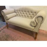 HALL SOFA, Victorian style, buttoned back, neutral upholstered, 138cm W approx.