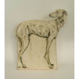 TANYA BRETT (b.1974) GREYHOUND, ceramic sculpture, 45cm H x 38cm x 11cm.