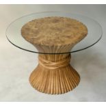 COFFEE TABLE, West Coast style twisted bamboo and glass by McGuire, San Francisco, 64cm x 40cm H.