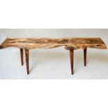 COFFEE TABLE, naturalistic yewwood with bark by Reynolds of Ludlow, England, 123cm x 33cm x 40cm H.