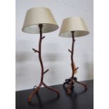 PORTA ROMANA TWIG TABLE LAMPS, a pair, with shades, 171cm H. (2)
