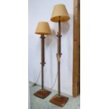 LINLEY FLOOR LAMPS, a pair, by David Linley with shades, 190cm at tallest. (2)