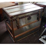 TRUNK, Aviator style, with leather buckles, 74cm x 89cm x 58cm.