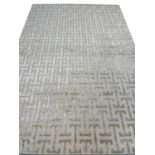 CONTEMPORARY ART DECO DESIGN SILK CARPET, 350cm x 250cm, geometric silver field.