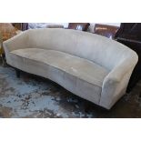 SOFA, contemporary design, grey fabric upholstered on ebonised supports, 80cm x 202cm x 90cm. (