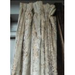 CURTAIN, double sided velvet with gold pattern, lined and interlined, approx 167cm W gathered x