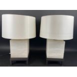 BAKER FURNITURE TEA POY TABLE LAMPS, a pair, by Bill Sofield, with shades 58cm H. (2)