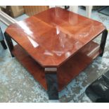 LOW TABLE, Art Deco style, two tiers with segmented veneered top, 47cm H x 92cm L x 92cm W.
