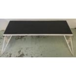 LOW TABLE, 1960's French with a granite top on painted metal base with hairpin legs, 125cm L x