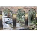 GARDEN WALL MIRRORS, a set of three, arched top and bronzed finish, 107cm x 65cm. (3)