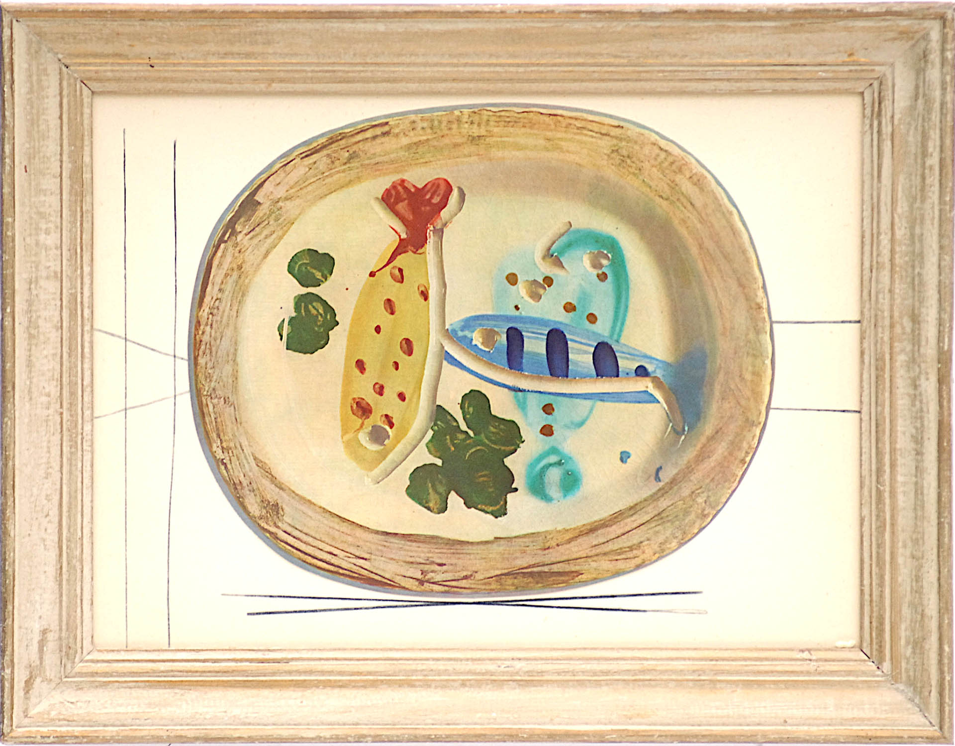 PABLO PICASSO 'Fish', quadrichrome ceramic plate, 1948 suite ceramiques, 28cm x 38cm.