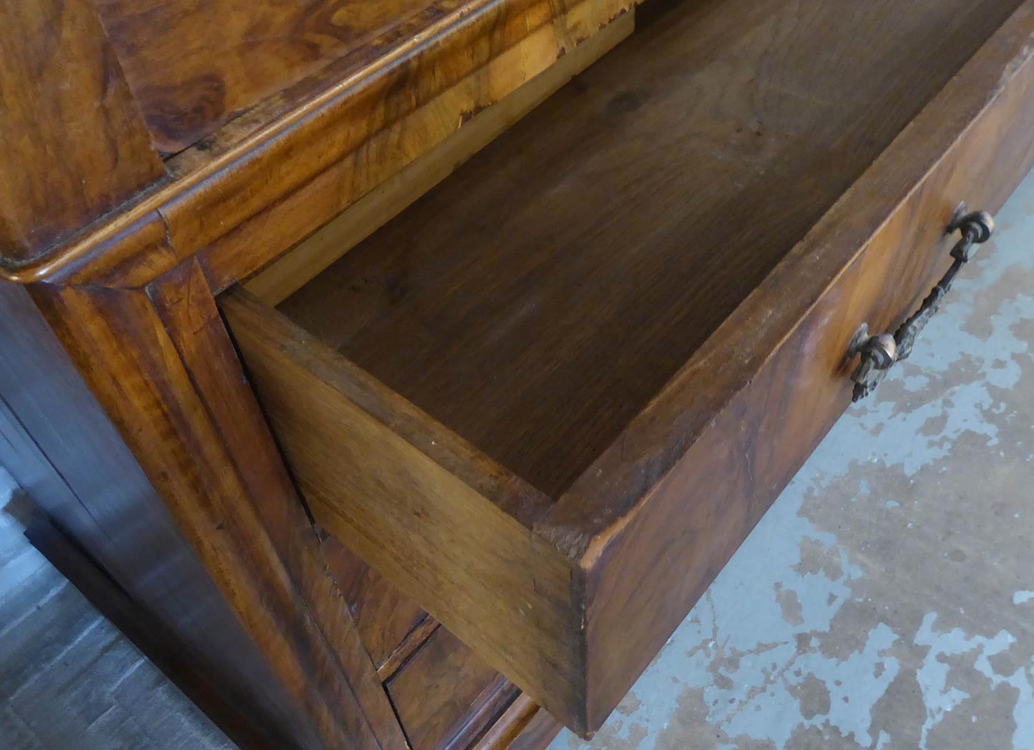 COMMODE, Napoleon III walnut, the grey marble top over four drawers, 131cm x 57cm x 101cm H. ( - Image 6 of 7