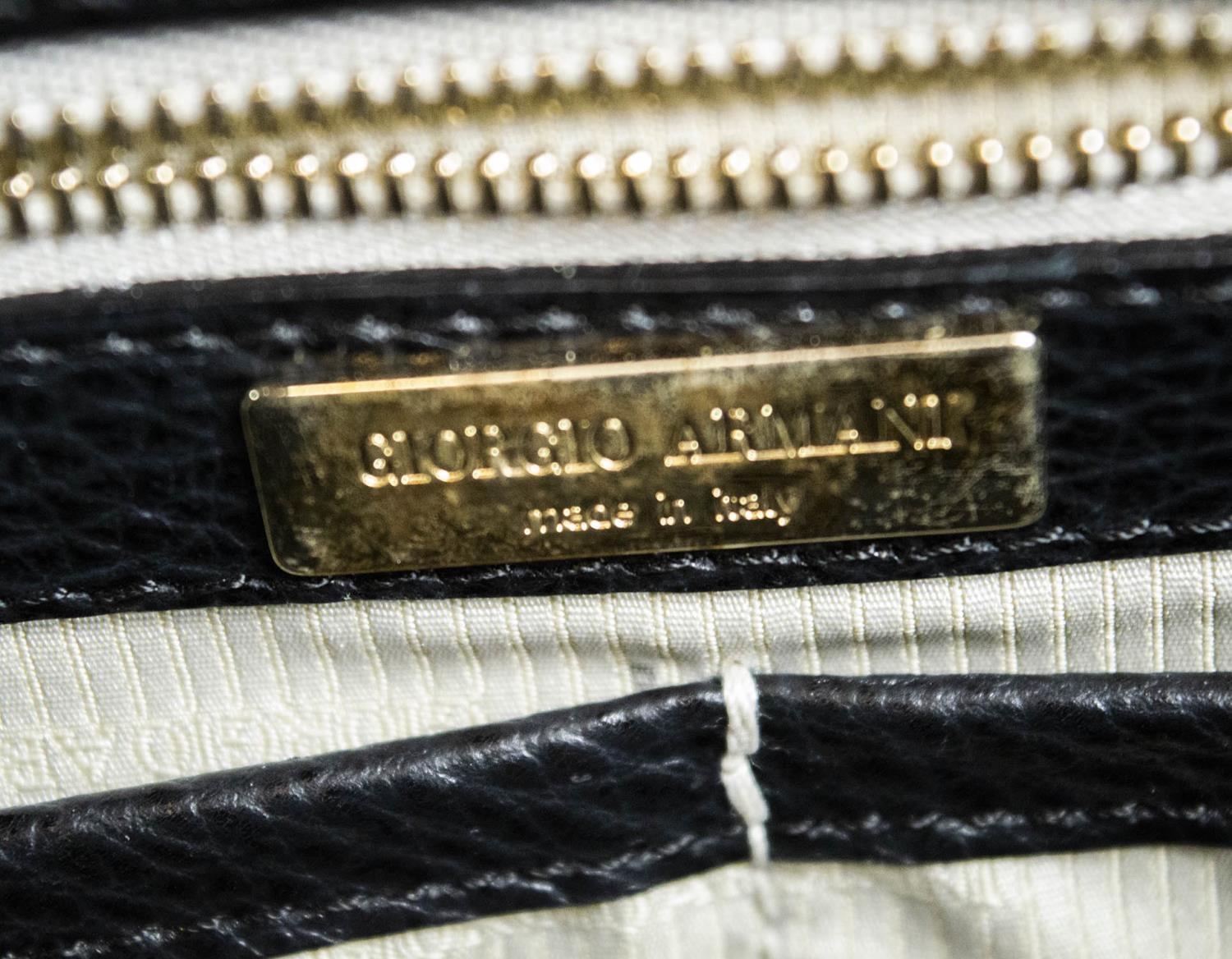 GIORGIO ARMANI HANDBAG, leather with pale gold tone hardware and logo charm, two top handles, bottom - Image 8 of 10