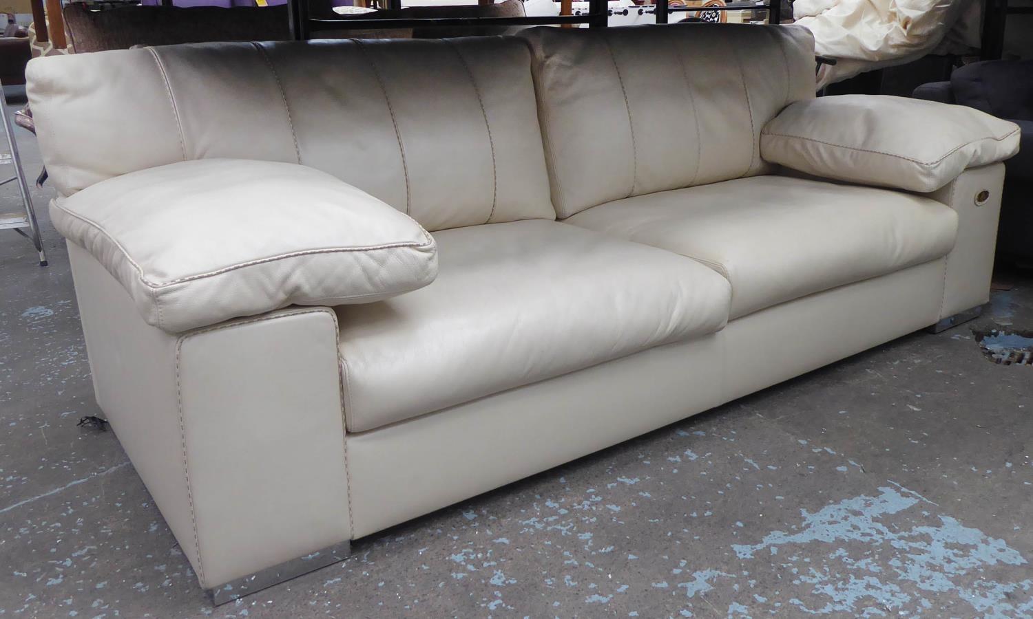 FENDI CASA SOFA, ivory leather finish, 236cm W.