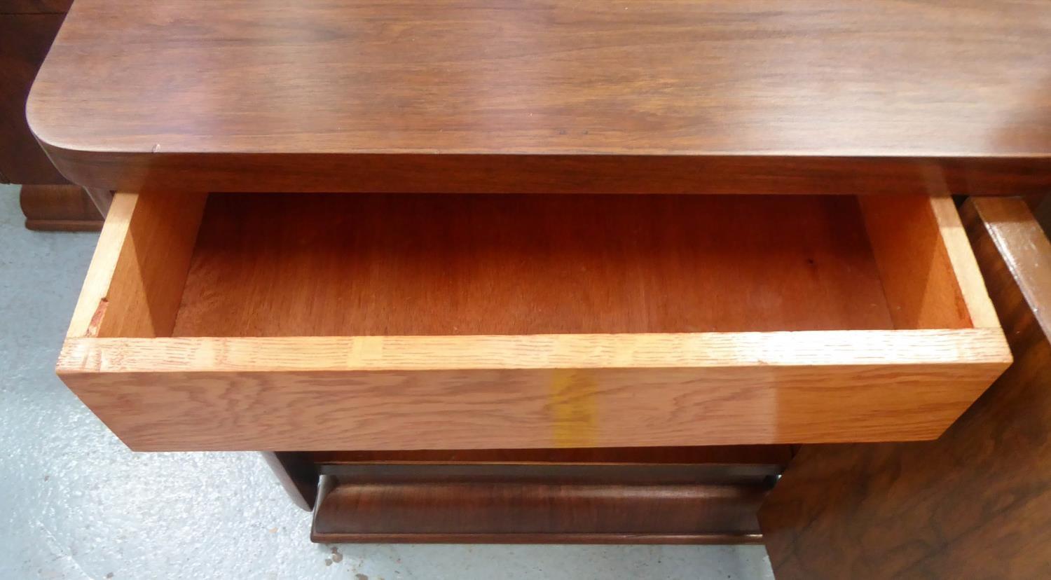 SIDE CABINETS, a pair, Continental walnut, circa 1960, one with single door, the other with two - Image 5 of 8