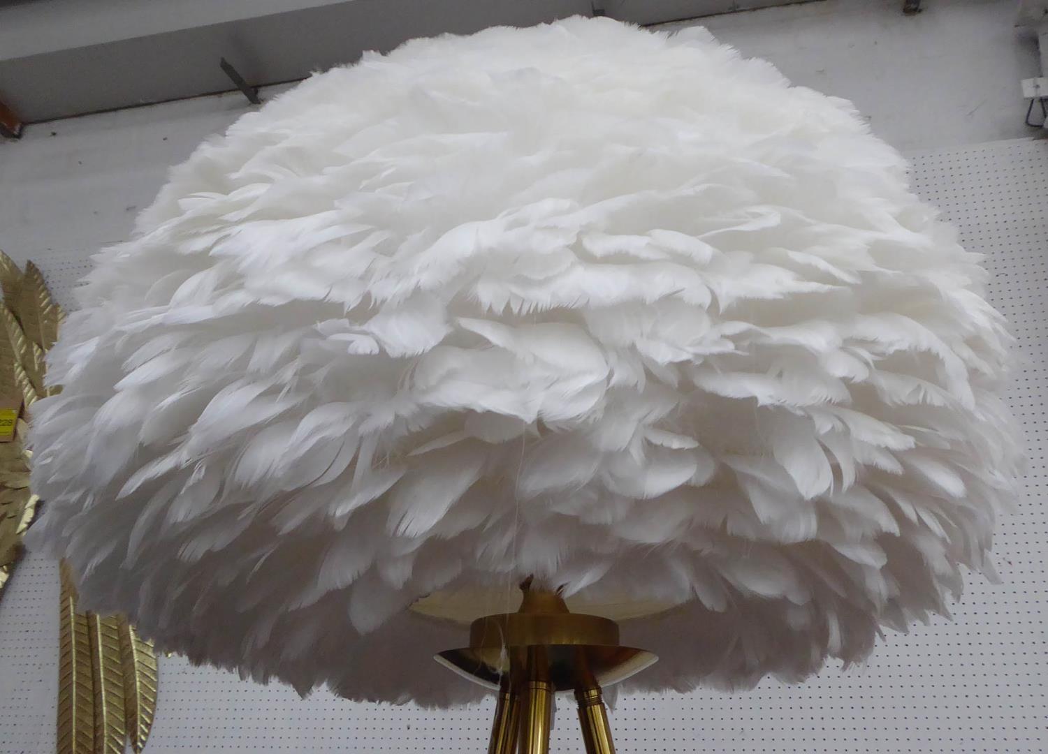 FEATHER CLOUD FLOOR LAMP, gilt metal, feathered shade, 165cm H. - Image 2 of 2