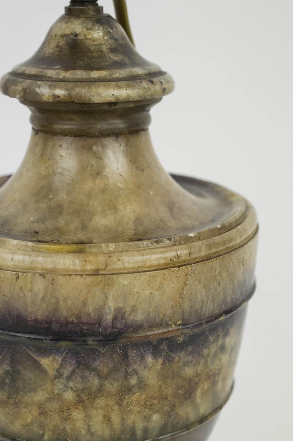 BLUE JOHN URN, late 18th century converted to a lamp, the fluorite Derbyshire spar with familiar - Image 4 of 7