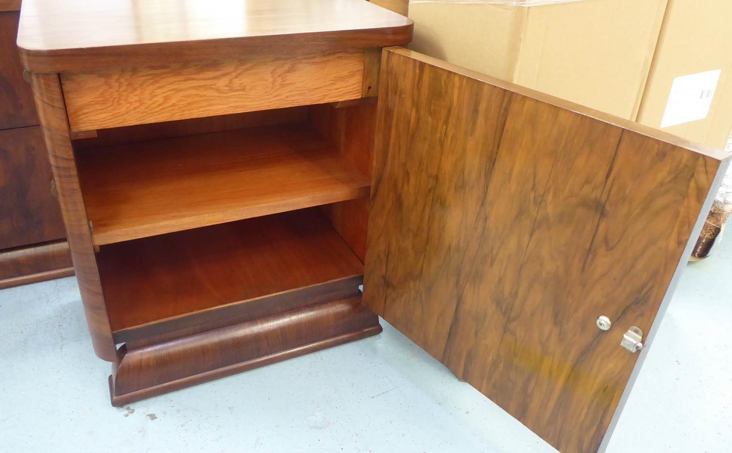 SIDE CABINETS, a pair, Continental walnut, circa 1960, one with single door, the other with two - Image 3 of 8