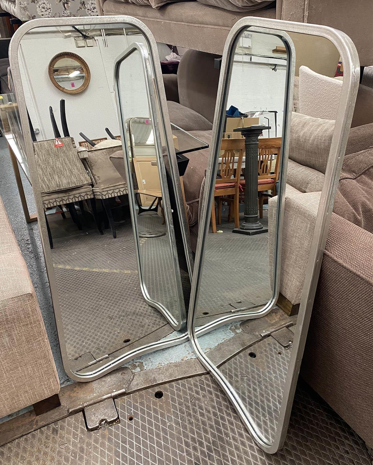 WALL MIRRORS, a pair, 1960's design, silvered finish, 125cm x 57.5cm. (2)