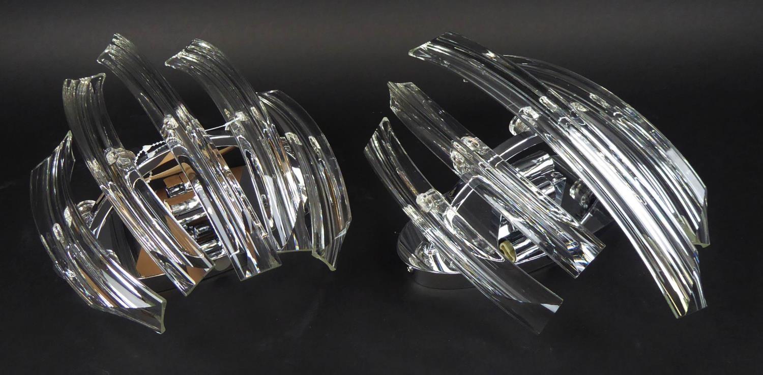 WALL LIGHTS, a pair, contemporary with crystal detail, 31cm L. (2)