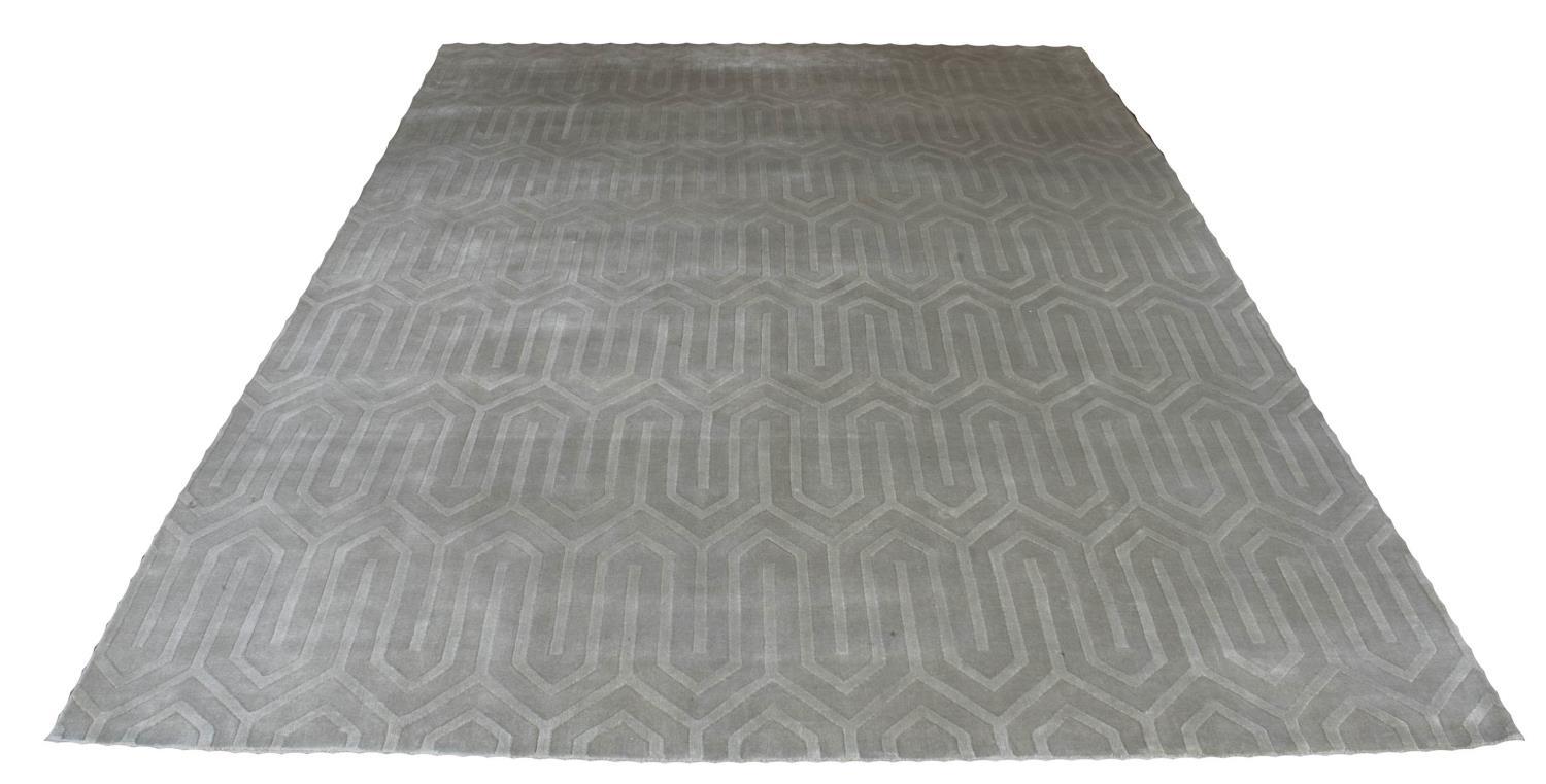 CONTEMPORARY CARPET, 300cm x 200cm, sage art deco design.