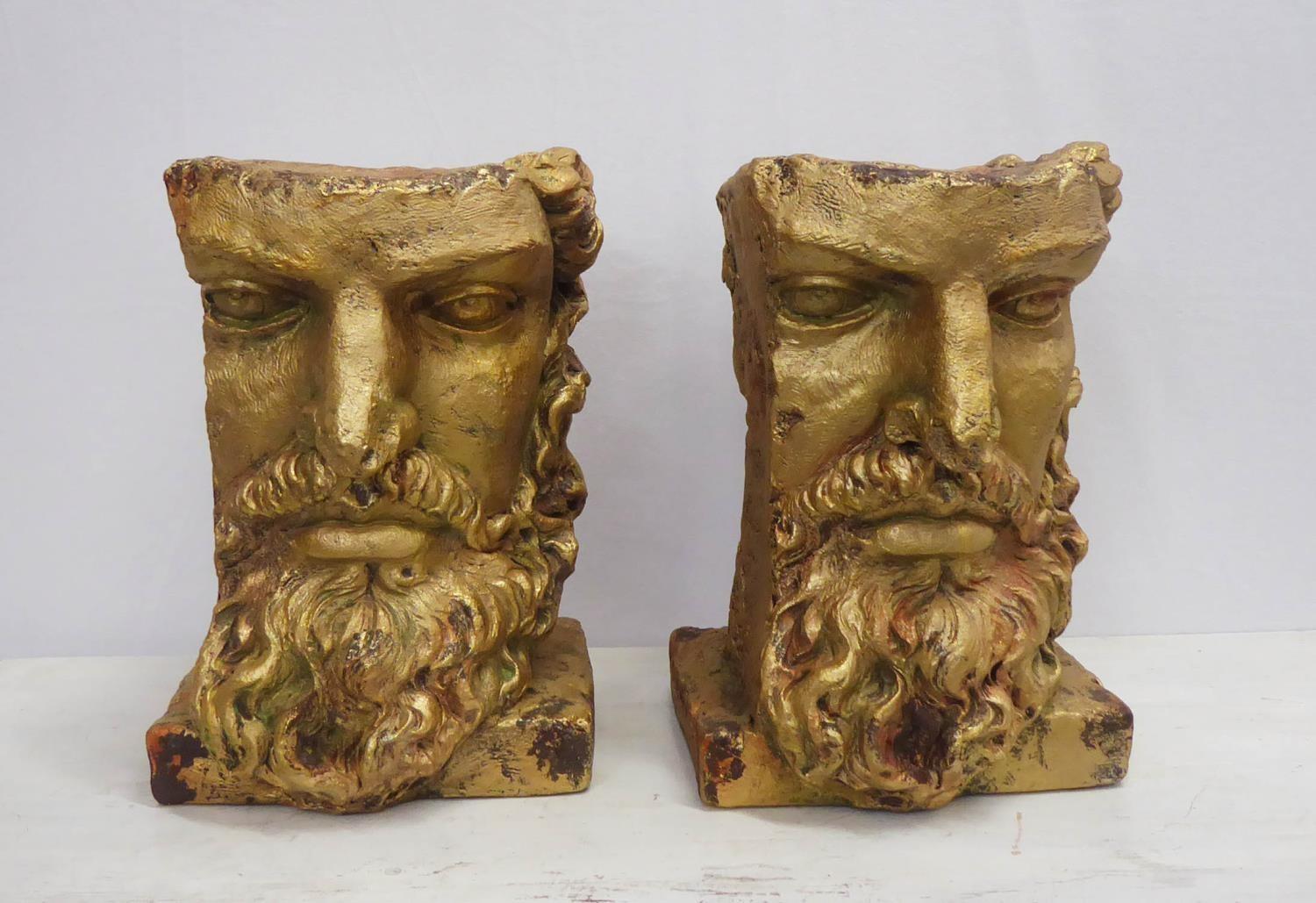 BEARDED GENTLEMAN BUST PLANTERS, a pair, 34cm x 26cm x 40cm approx. (2)