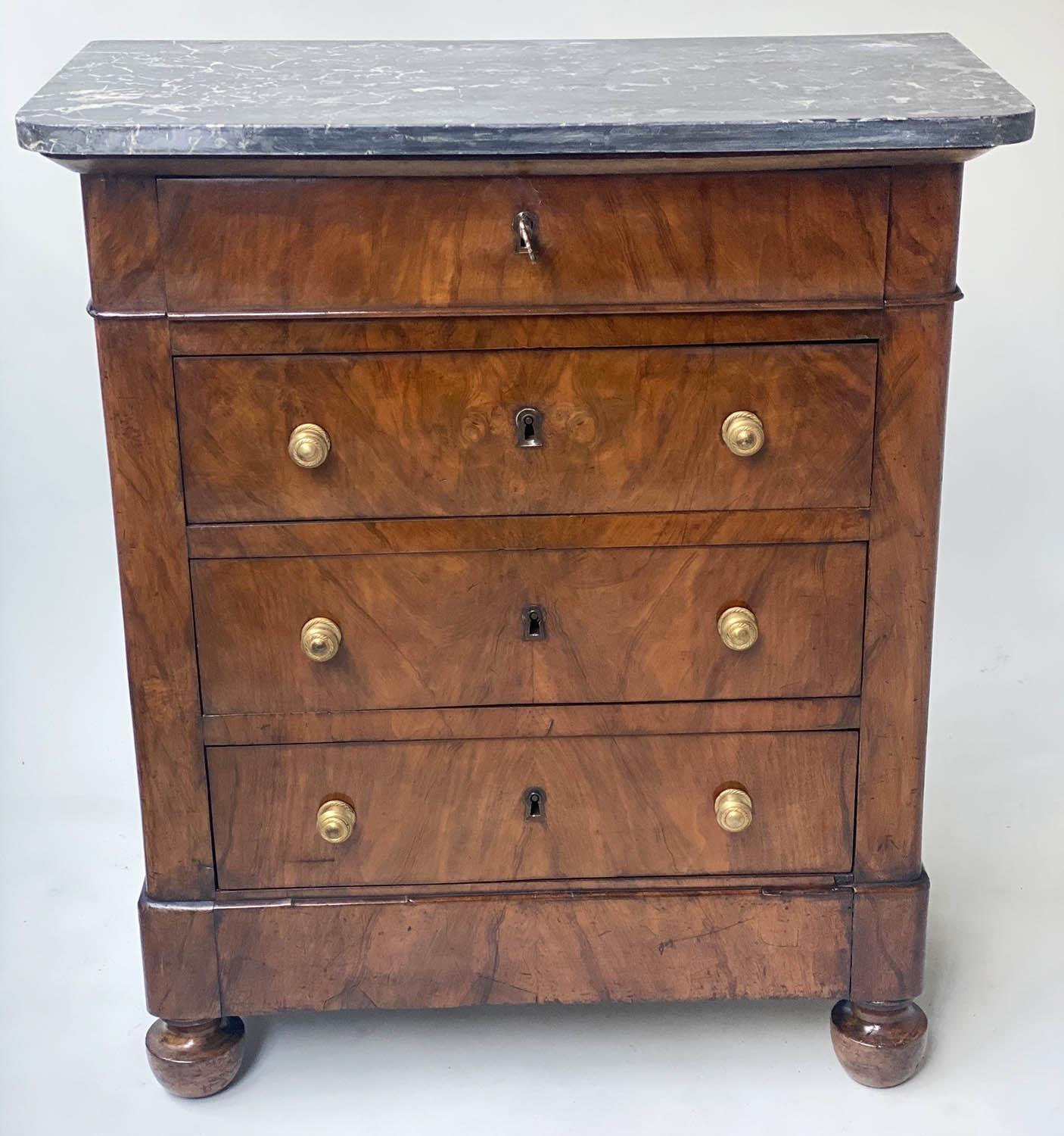 HALL COMMODE, 19th century French Louis Philippe walnut and gilt metal mounted of shallow