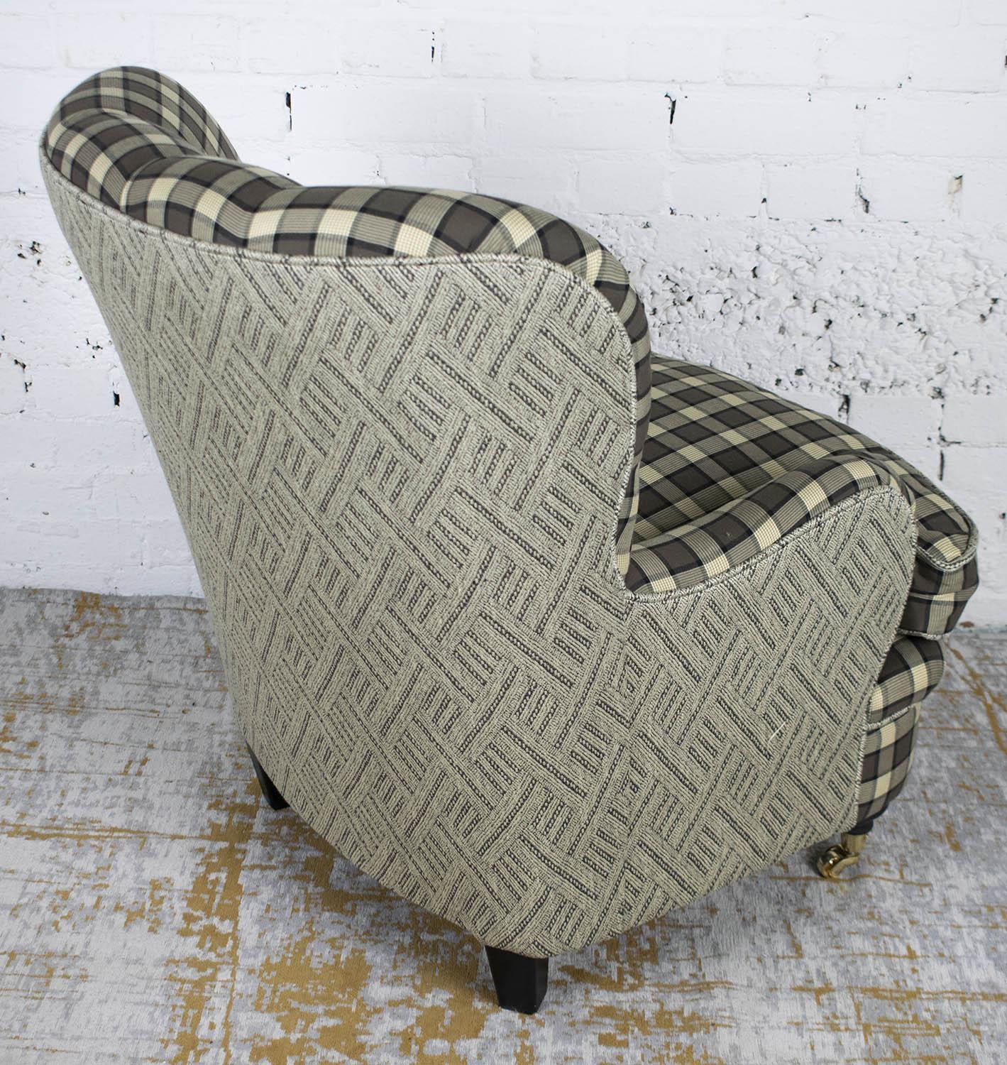 ARMCHAIR, grey check upholstered with cushion seat, 84cm H x 69cm x 81cm. - Image 2 of 3