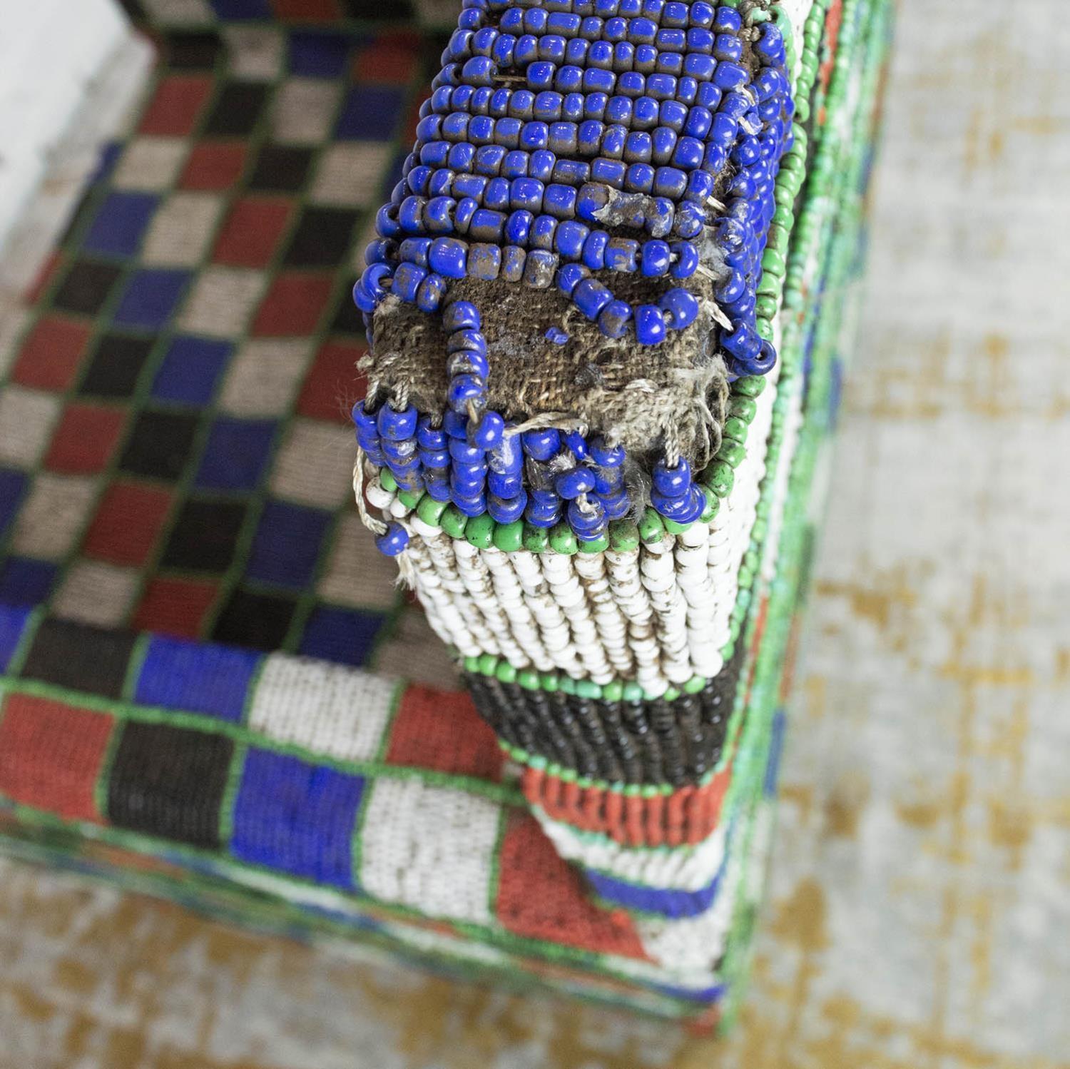 YORUBA BEADED THRONE CHAIR, Nigerian beads on palmwood, 95cm H x 75cm x 65cm. (some damage to - Image 4 of 5