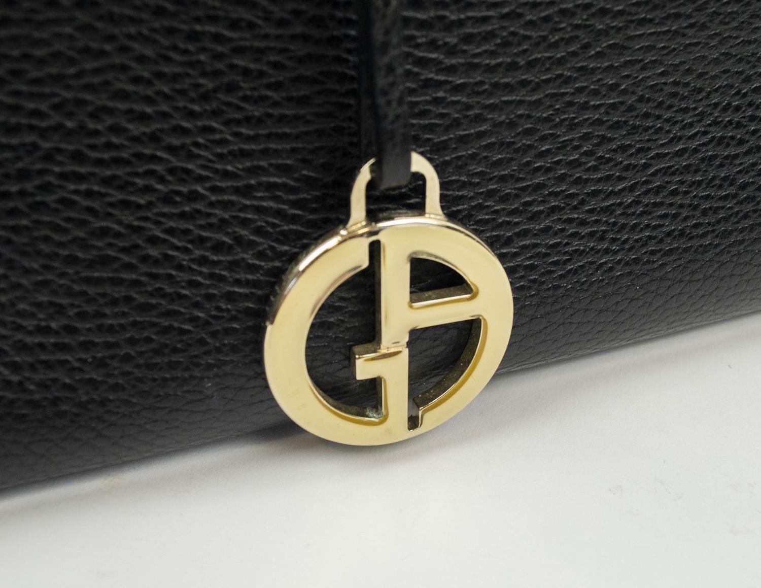 GIORGIO ARMANI HANDBAG, leather with pale gold tone hardware and logo charm, two top handles, bottom - Image 3 of 10