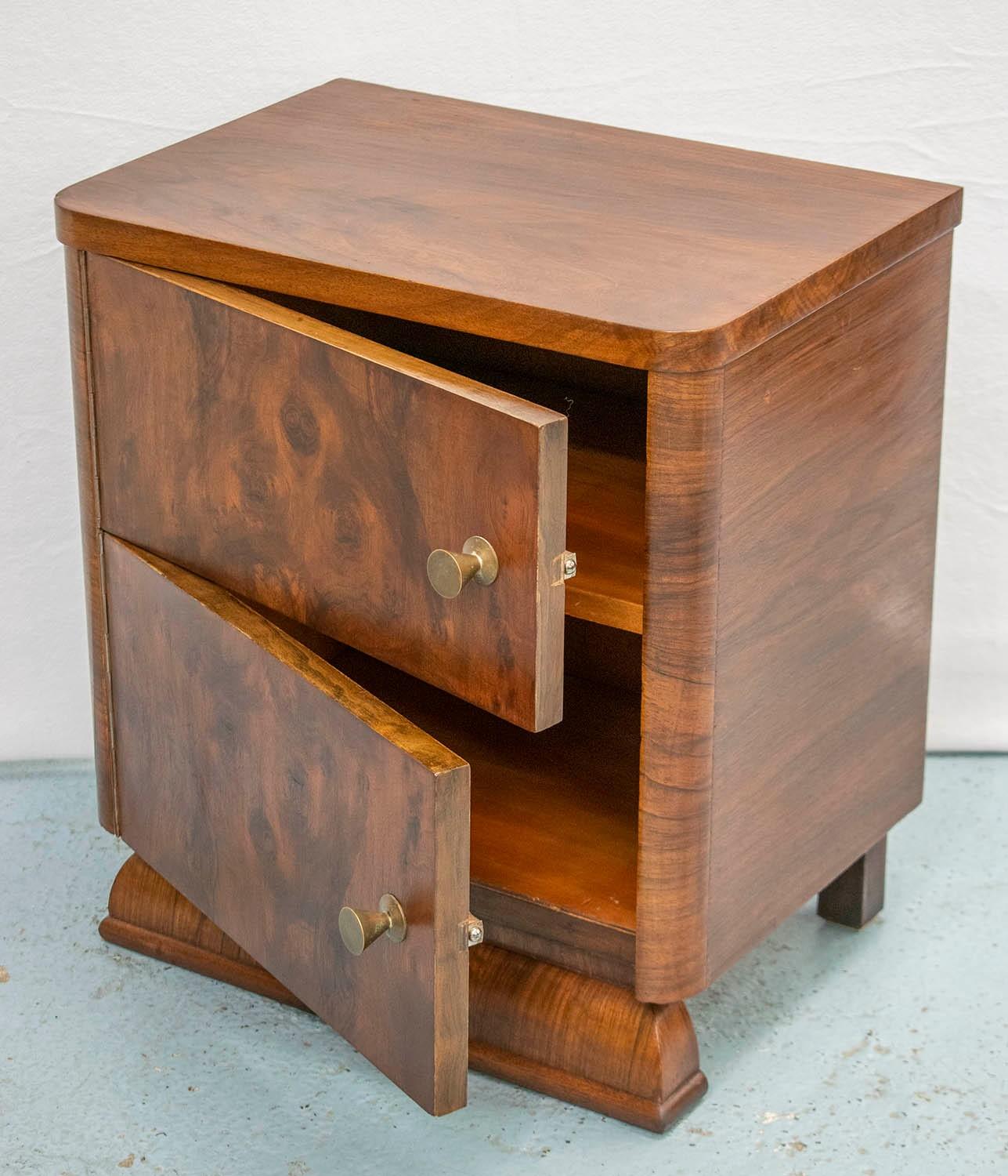 SIDE CABINETS, a pair, Continental walnut, circa 1960, one with single door, the other with two - Image 2 of 8